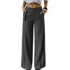 image:imageAstylish Womens High Waisted Wide Leg Pants  Double Ring BeltSide PocketsFall Dress TrousersCarbon Grey