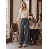 image:imageAstylish Womens High Waisted Wide Leg Pants  Double Ring BeltSide PocketsFall Dress TrousersCarbon Grey