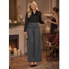 image:imageAstylish Womens High Waisted Wide Leg Pants  Double Ring BeltSide PocketsFall Dress TrousersCarbon Grey
