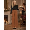 image:imageAstylish Womens High Waisted Wide Leg Pants  Double Ring BeltSide PocketsFall Dress TrousersCoffee