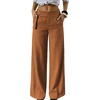 image:imageAstylish Womens High Waisted Wide Leg Pants  Double Ring BeltSide PocketsFall Dress TrousersCoffee