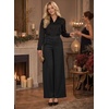 image:imageAstylish Womens High Waisted Wide Leg Pants  Double Ring BeltSide PocketsFall Dress TrousersColor Black