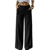 image:imageAstylish Womens High Waisted Wide Leg Pants  Double Ring BeltSide PocketsFall Dress TrousersColor Black