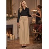 image:imageAstylish Womens High Waisted Wide Leg Pants  Double Ring BeltSide PocketsFall Dress TrousersDark Khaki