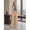image:imageAstylish Womens High Waisted Wide Leg Pants  Double Ring BeltSide PocketsFall Dress TrousersDark Khaki
