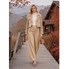 image:imageAstylish Womens High Waisted Wide Leg Pants  Double Ring BeltSide PocketsFall Dress TrousersDark Khaki