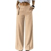 image:imageAstylish Womens High Waisted Wide Leg Pants  Double Ring BeltSide PocketsFall Dress TrousersDark Khaki