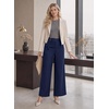 image:imageAstylish Womens High Waisted Wide Leg Pants  Double Ring BeltSide PocketsFall Dress TrousersNavy Blue