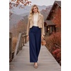 image:imageAstylish Womens High Waisted Wide Leg Pants  Double Ring BeltSide PocketsFall Dress TrousersNavy Blue