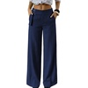 image:imageAstylish Womens High Waisted Wide Leg Pants  Double Ring BeltSide PocketsFall Dress TrousersNavy Blue