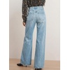 image:imageAstylish Womens Wide Leg High Waisted Denim Pants  Front PocketsStraight LegStyleRetro DenimWith StitchingAshleigh Blue