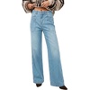image:imageAstylish Womens Wide Leg High Waisted Denim Pants  Front PocketsStraight LegStyleRetro DenimWith StitchingAshleigh Blue