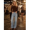 image:imageAstylish Womens Wide Leg High Waisted Denim Pants  Front PocketsStraight LegStyleRetro DenimWith StitchingAshleigh Blue