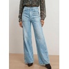image:imageAstylish Womens Wide Leg High Waisted Denim Pants  Front PocketsStraight LegStyleRetro DenimWith StitchingAshleigh Blue