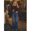 image:imageAstylish Womens Wide Leg High Waisted Denim Pants  Front PocketsStraight LegStyleRetro DenimWith StitchingBluing