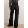 image:imageAstylish Womens Wide Leg High Waisted Denim Pants  Front PocketsStraight LegStyleRetro DenimWith StitchingColor Black