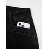 image:imageAstylish Womens Wide Leg High Waisted Denim Pants  Front PocketsStraight LegStyleRetro DenimWith StitchingColor Black