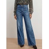 image:imageAstylish Womens Wide Leg High Waisted Denim Pants  Front PocketsStraight LegStyleRetro DenimWith StitchingPrussian Blue
