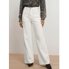 image:imageAstylish Womens Wide Leg High Waisted Denim Pants  Front PocketsStraight LegStyleRetro DenimWith StitchingWhite