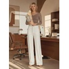 image:imageAstylish Womens Wide Leg High Waisted Denim Pants  Front PocketsStraight LegStyleRetro DenimWith StitchingWhite