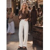 image:imageAstylish Womens Wide Leg High Waisted Denim Pants  Front PocketsStraight LegStyleRetro DenimWith StitchingWhite