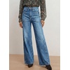 image:imageAstylish Womens Wide Leg High Waisted Denim Pants  Front PocketsStraight LegStyleRetro DenimWith StitchingWild Wind