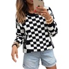image:imageAstylish Women 2026 Checkered Oversized Business Casual Pullover Sweater  Long Sleeve Plaid Soft Knit Crewneck Fall Fashion Business Casual TopsBlack