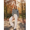 image:imageAstylish Women 2026 Checkered Oversized Business Casual Pullover Sweater  Long Sleeve Plaid Soft Knit Crewneck Fall Fashion Business Casual TopsBlack