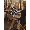 image:imageAstylish Women 2026 Checkered Oversized Business Casual Pullover Sweater  Long Sleeve Plaid Soft Knit Crewneck Fall Fashion Business Casual TopsBlack