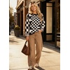 image:imageAstylish Women 2026 Checkered Oversized Business Casual Pullover Sweater  Long Sleeve Plaid Soft Knit Crewneck Fall Fashion Business Casual TopsBlack