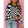 image:imageAstylish Women 2026 Checkered Oversized Business Casual Pullover Sweater  Long Sleeve Plaid Soft Knit Crewneck Fall Fashion Business Casual TopsBlack