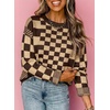image:imageAstylish Women 2026 Checkered Oversized Business Casual Pullover Sweater  Long Sleeve Plaid Soft Knit Crewneck Fall Fashion Business Casual TopsBrown