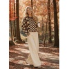 image:imageAstylish Women 2026 Checkered Oversized Business Casual Pullover Sweater  Long Sleeve Plaid Soft Knit Crewneck Fall Fashion Business Casual TopsBrown