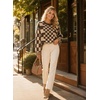 image:imageAstylish Women 2026 Checkered Oversized Business Casual Pullover Sweater  Long Sleeve Plaid Soft Knit Crewneck Fall Fashion Business Casual TopsBrown