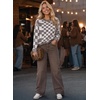 image:imageAstylish Women 2026 Checkered Oversized Business Casual Pullover Sweater  Long Sleeve Plaid Soft Knit Crewneck Fall Fashion Business Casual TopsGray