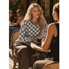 image:imageAstylish Women 2026 Checkered Oversized Business Casual Pullover Sweater  Long Sleeve Plaid Soft Knit Crewneck Fall Fashion Business Casual TopsGray