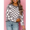 image:imageAstylish Women 2026 Checkered Oversized Business Casual Pullover Sweater  Long Sleeve Plaid Soft Knit Crewneck Fall Fashion Business Casual TopsGray
