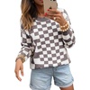 image:imageAstylish Women 2026 Checkered Oversized Business Casual Pullover Sweater  Long Sleeve Plaid Soft Knit Crewneck Fall Fashion Business Casual TopsGray