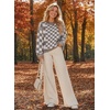 image:imageAstylish Women 2026 Checkered Oversized Business Casual Pullover Sweater  Long Sleeve Plaid Soft Knit Crewneck Fall Fashion Business Casual TopsGray