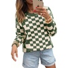 image:imageAstylish Women 2026 Checkered Oversized Business Casual Pullover Sweater  Long Sleeve Plaid Soft Knit Crewneck Fall Fashion Business Casual TopsGreen