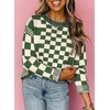 image:imageAstylish Women 2026 Checkered Oversized Business Casual Pullover Sweater  Long Sleeve Plaid Soft Knit Crewneck Fall Fashion Business Casual TopsGreen