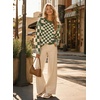 image:imageAstylish Women 2026 Checkered Oversized Business Casual Pullover Sweater  Long Sleeve Plaid Soft Knit Crewneck Fall Fashion Business Casual TopsGreen