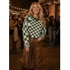 image:imageAstylish Women 2026 Checkered Oversized Business Casual Pullover Sweater  Long Sleeve Plaid Soft Knit Crewneck Fall Fashion Business Casual TopsGreen