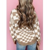 image:imageAstylish Women 2026 Checkered Oversized Business Casual Pullover Sweater  Long Sleeve Plaid Soft Knit Crewneck Fall Fashion Business Casual TopsKhaki
