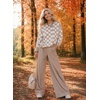 image:imageAstylish Women 2026 Checkered Oversized Business Casual Pullover Sweater  Long Sleeve Plaid Soft Knit Crewneck Fall Fashion Business Casual TopsKhaki