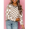 image:imageAstylish Women 2026 Checkered Oversized Business Casual Pullover Sweater  Long Sleeve Plaid Soft Knit Crewneck Fall Fashion Business Casual TopsKhaki
