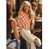 image:imageAstylish Women 2026 Checkered Oversized Business Casual Pullover Sweater  Long Sleeve Plaid Soft Knit Crewneck Fall Fashion Business Casual TopsOrange