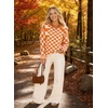 image:imageAstylish Women 2026 Checkered Oversized Business Casual Pullover Sweater  Long Sleeve Plaid Soft Knit Crewneck Fall Fashion Business Casual TopsOrange