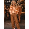 image:imageAstylish Women 2026 Checkered Oversized Business Casual Pullover Sweater  Long Sleeve Plaid Soft Knit Crewneck Fall Fashion Business Casual TopsOrange