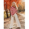 image:imageAstylish Women 2026 Checkered Oversized Business Casual Pullover Sweater  Long Sleeve Plaid Soft Knit Crewneck Fall Fashion Business Casual TopsRed